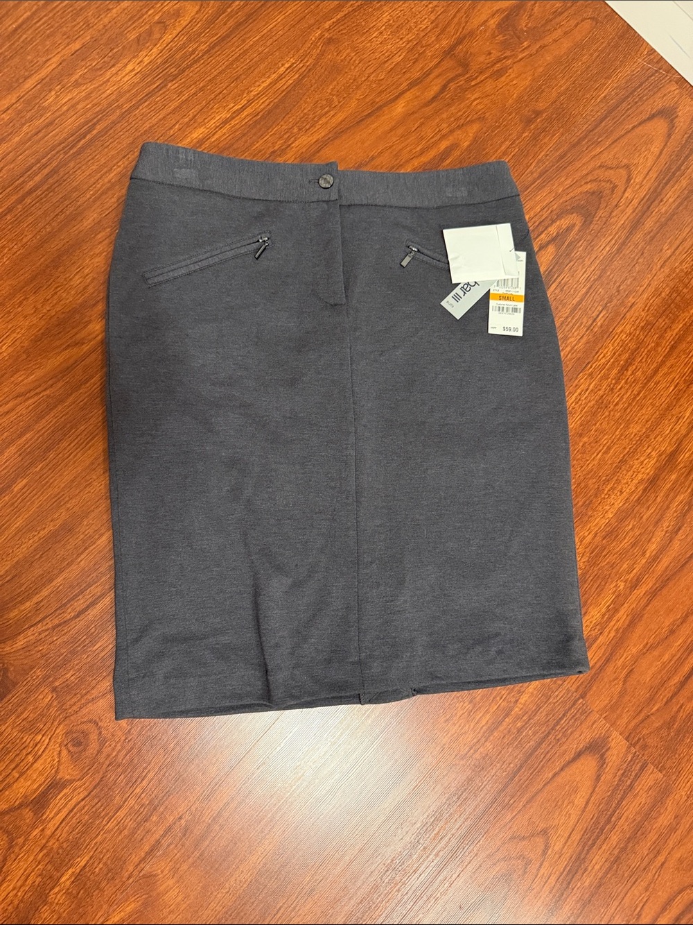 Bar III Charcoal Pencil Skirt with Zip Accents